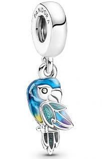 Charm colgante loro tropical esmaltado azul Pandora