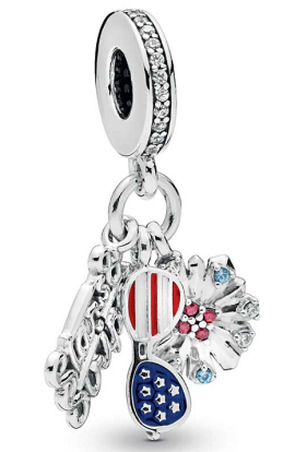 Charm colgante racimo festivo rojo blanco y azul Pandora