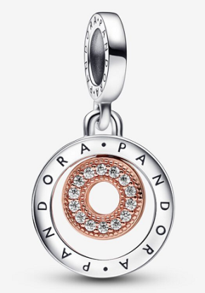 [P820] Charm colgante firma Pandora baño oro rosa