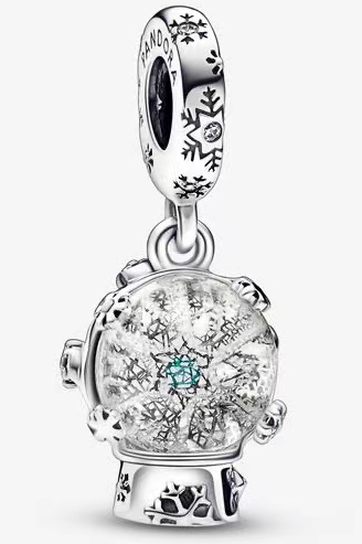 Charm colgante bola de nieve con copo de nieve