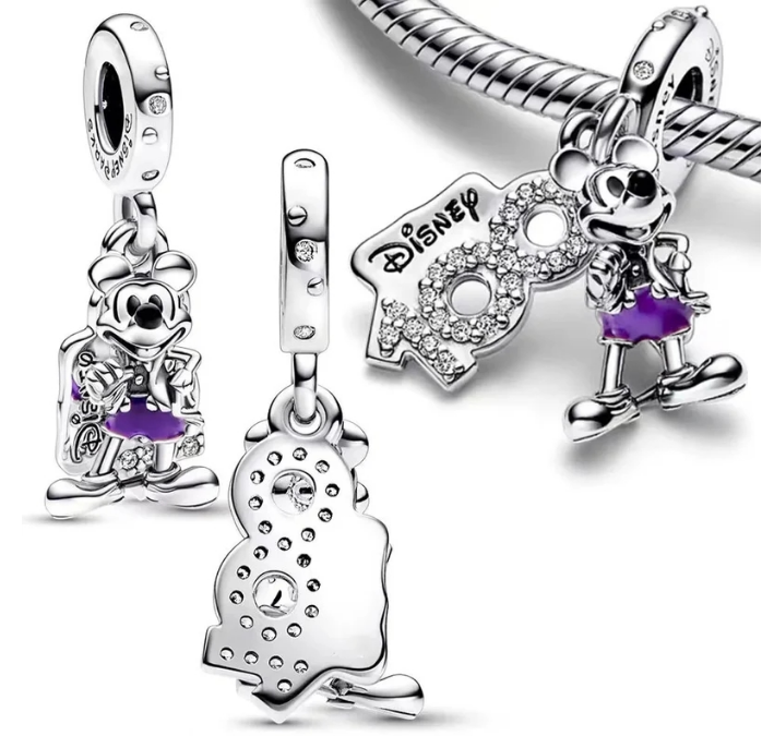 [P844] Charm colgante Minnie Mouse Disney y logotipo pavé