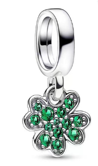 Charm colgante trébol de cuatro hojas circonias verdes
