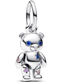 Charm colgante osito circonias azules y rosa