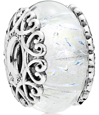 Charm Pandora Cristal de Murano Blanco Filigrana