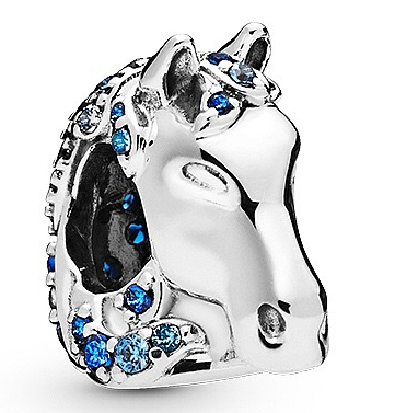 Charm Pandora cabeza de caballo con circonias azules