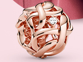 Charm Pandora Bola Cintas Entrelazadas Baño Oro Rosa