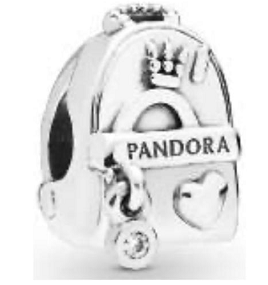 Charm corona corazón y banda Pandora en relieve