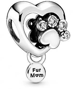 Charm corazón huella pavé Fur Mom