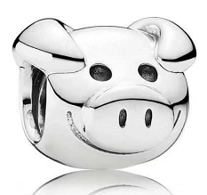Charm Pandora cerdito rostro plata