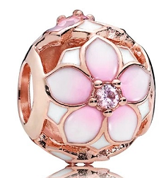 Charm flor magnolia baño oro rosa Pandora