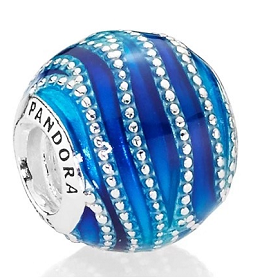 [CH74] Charm Pandora bola rayas esmalte azul Signature