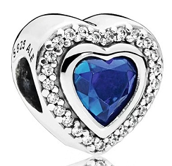 Charm corazón circonia azul halo Pandora