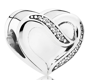 Charm corazón abierto circonias plata