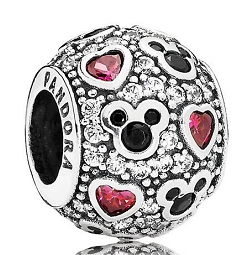 Charm bola Mickey siluetas y corazones rosa