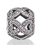 Charm racimo infinito corazones rosa