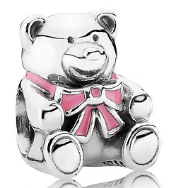 Charm osito de peluche lazo rosa