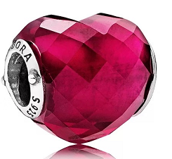Charm corazón circonia facetada fucsia
