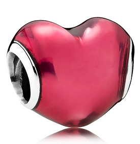 Charm corazón esmalte translúcido fucsia