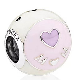 Charm palabra Mom corazón rosa blanco