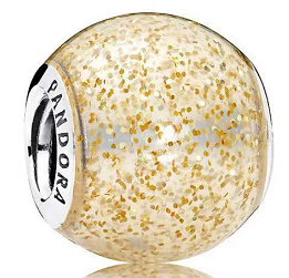 Charm bola cristal Murano glitter dorado