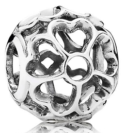 Charm Pandora Bola Calada Corazones en Flor