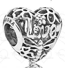 Charm Pandora Corazón Calado Love y Libélula
