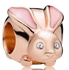 Charm Pandora Conejo Orejas Rosa Baño Oro Rosa