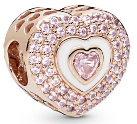 Charm Pandora Corazón Pavé Rosa con Circonia Central
