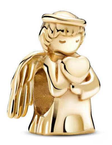 Charm ángel con corazón baño dorado Pandora