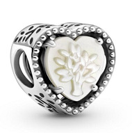 Charm corazón árbol familiar esmalte blanco Pandora