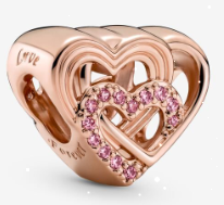 Charm corazones entrelazados Love baño oro rosa Pandora