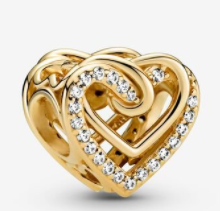 Charm corazón entrelazado circonias baño dorado Pandora