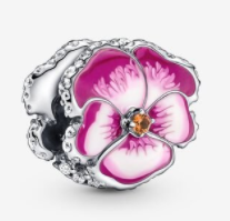 Charm flor pensamiento esmalte rosa
