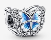 Charm mariposa esmalte azul borde pavé