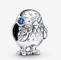 Charm búho plata circonia azul