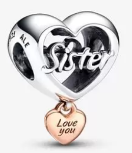 Charm corazón Sister colgante Love you