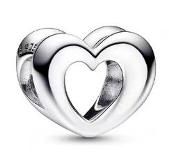 Charm corazón abierto silueta plata lisa