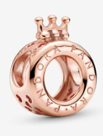 [CH502] Charm Pandora Signature corona baño oro rosa