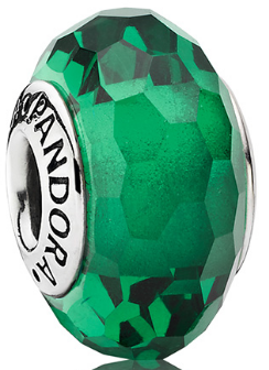 Charm Pandora cristal facetado verde esmeralda
