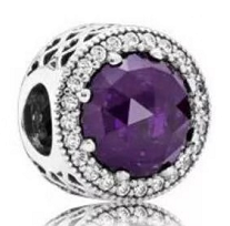 Charm Pandora piedra morada halo de circonias