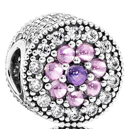 Charm Pandora flor pavé rosa y morado