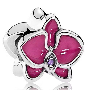 Charm Pandora orquídea esmalte fucsia