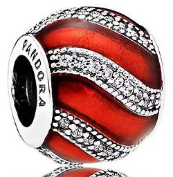 Charm Pandora bandas esmalte rojo y circonias