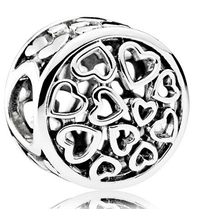Charm Pandora corazones calados plata lisa