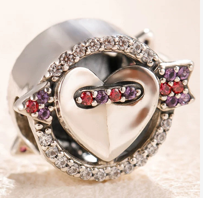 Charm Pandora corazón con flecha multicolor