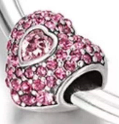 Charm Pandora corazón pavé rosa doble contorno