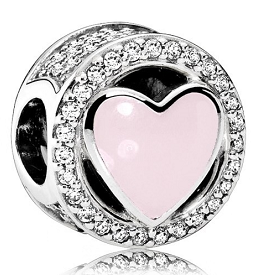 Charm Pandora corazón esmalte rosa halo pavé