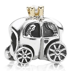 Charm Pandora carruaje calabaza Cenicienta plata corona dorada