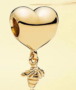 Charm Pandora corazón dorado con abeja colgante