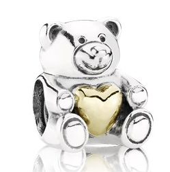 Charm Pandora Osito con Corazón Dorado